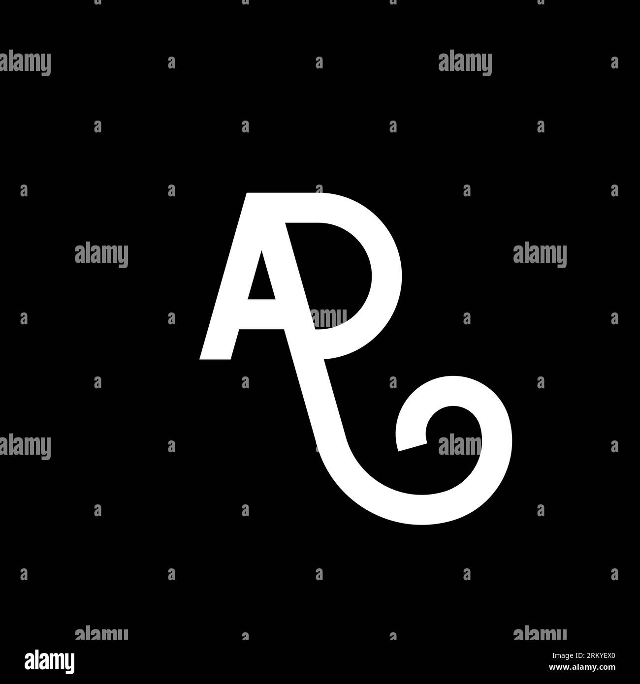 Logo con lettera PUBBLICITARIA su sfondo nero. Concetto di logo Letter con iniziali PUBBLICITARIE. design icona annuncio. Icona AD lettera bianca su sfondo nero. Illustrazione Vettoriale