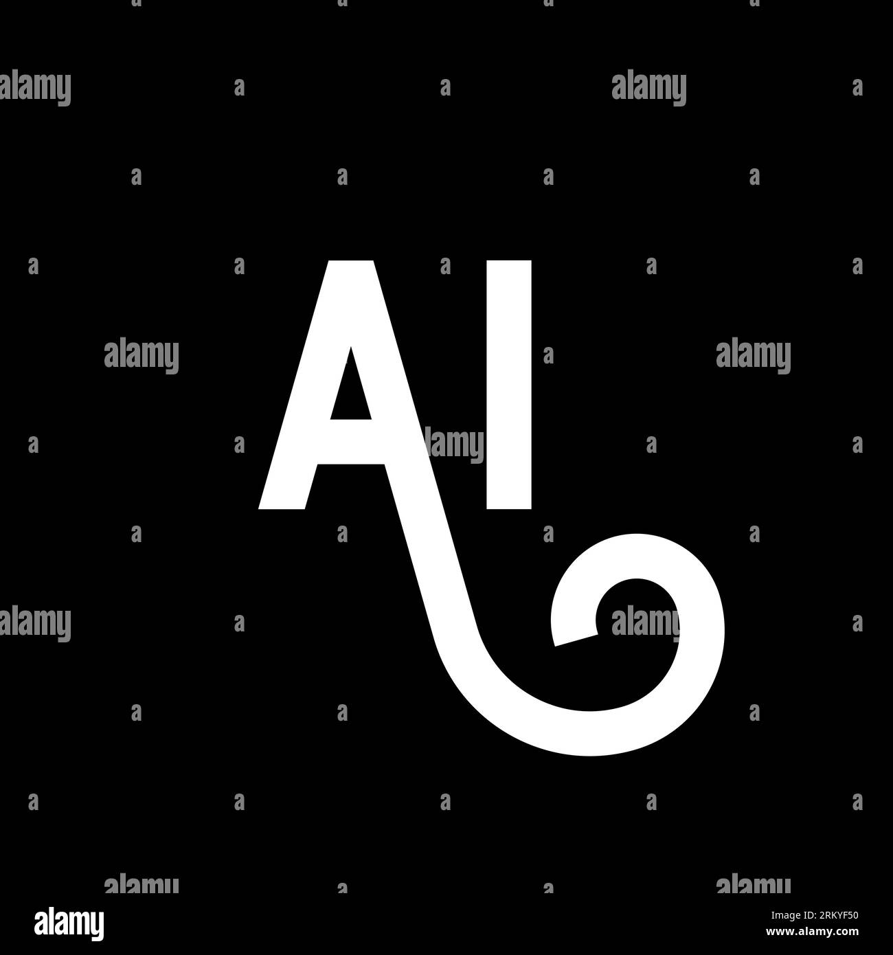 Logo IA Letter su sfondo nero. Concetto di logo Letter con iniziali creative AI. design icona ia. Icona a forma di lettera bianca AI su sfondo nero. Illustrazione Vettoriale