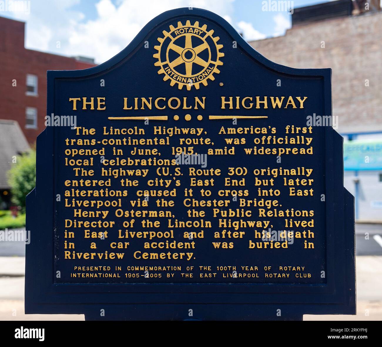 Linea di demarcazione della Lincoln Highway, prima linea transcontinentale 1915 Foto Stock