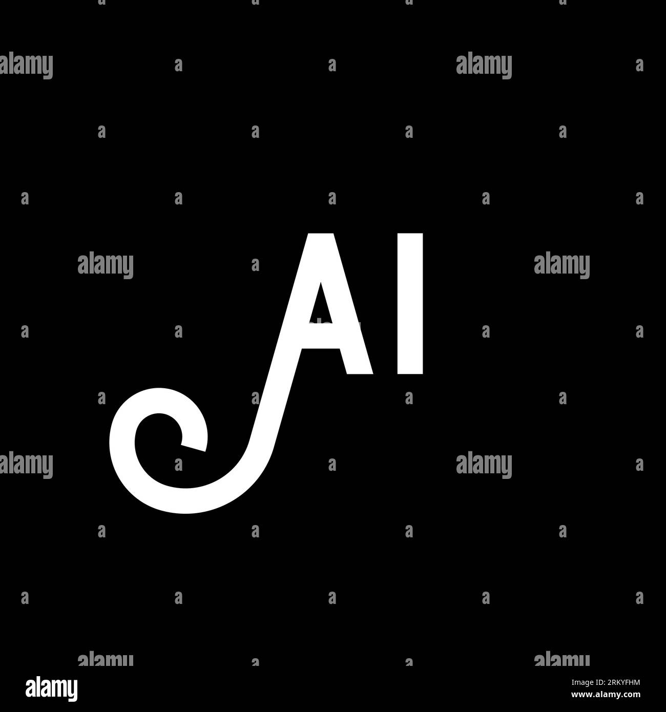 Logo IA Letter su sfondo nero. Concetto di logo Letter con iniziali creative AI. design icona ia. Icona a forma di lettera bianca AI su sfondo nero. Illustrazione Vettoriale