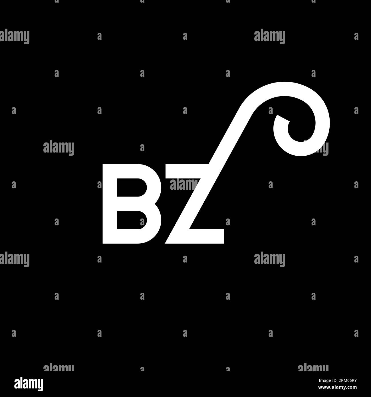 Logo BZ Letter su sfondo nero. Concetto di logo Letter con iniziali creative BZ. design bz letter. Lettera bianca BZ su sfondo nero. B Z Illustrazione Vettoriale