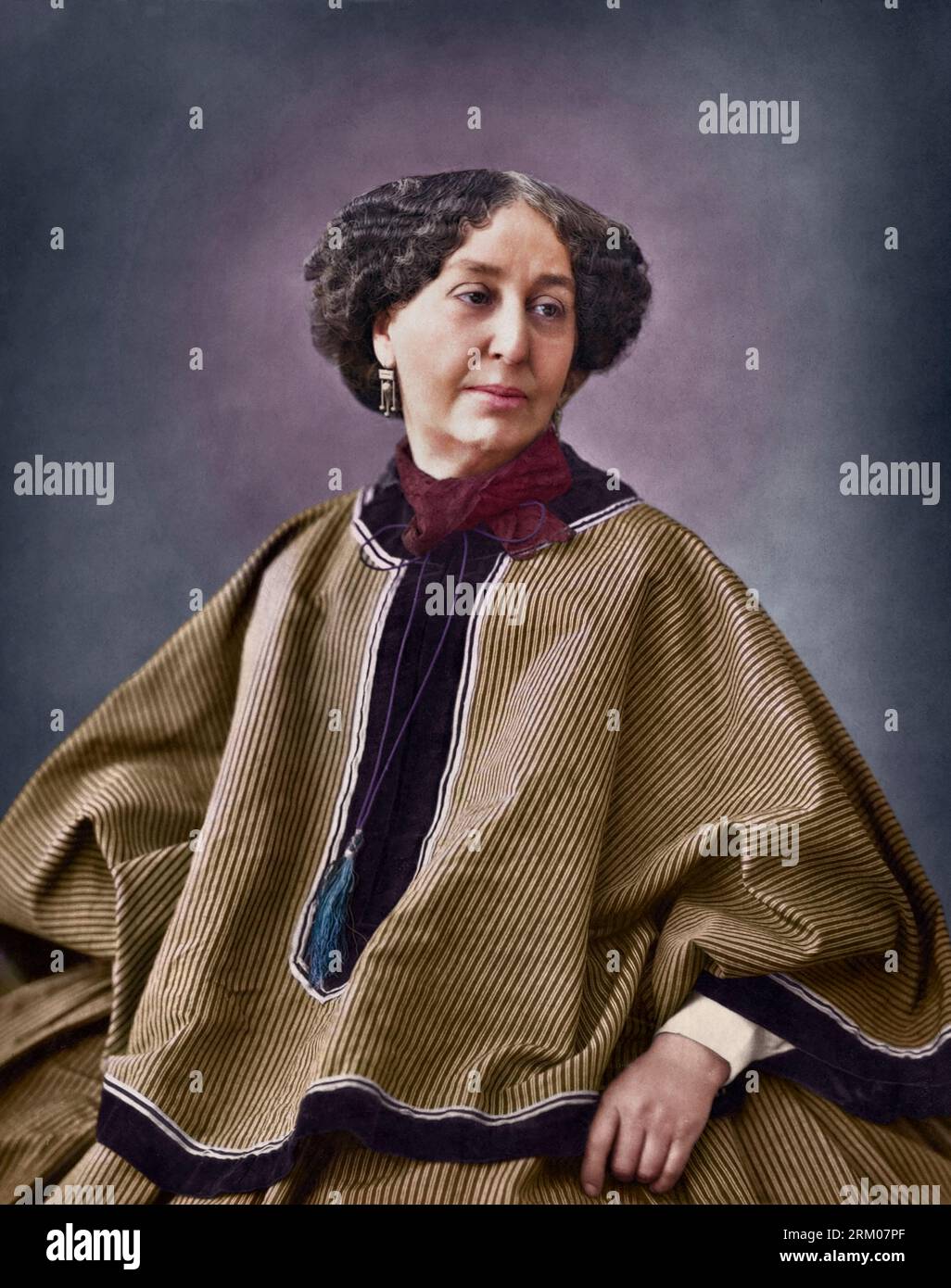Il romanziere George Sand è fotografato da Nadar che scatta una serie di foto dello scrittore, nel marzo 1864. Foto Stock