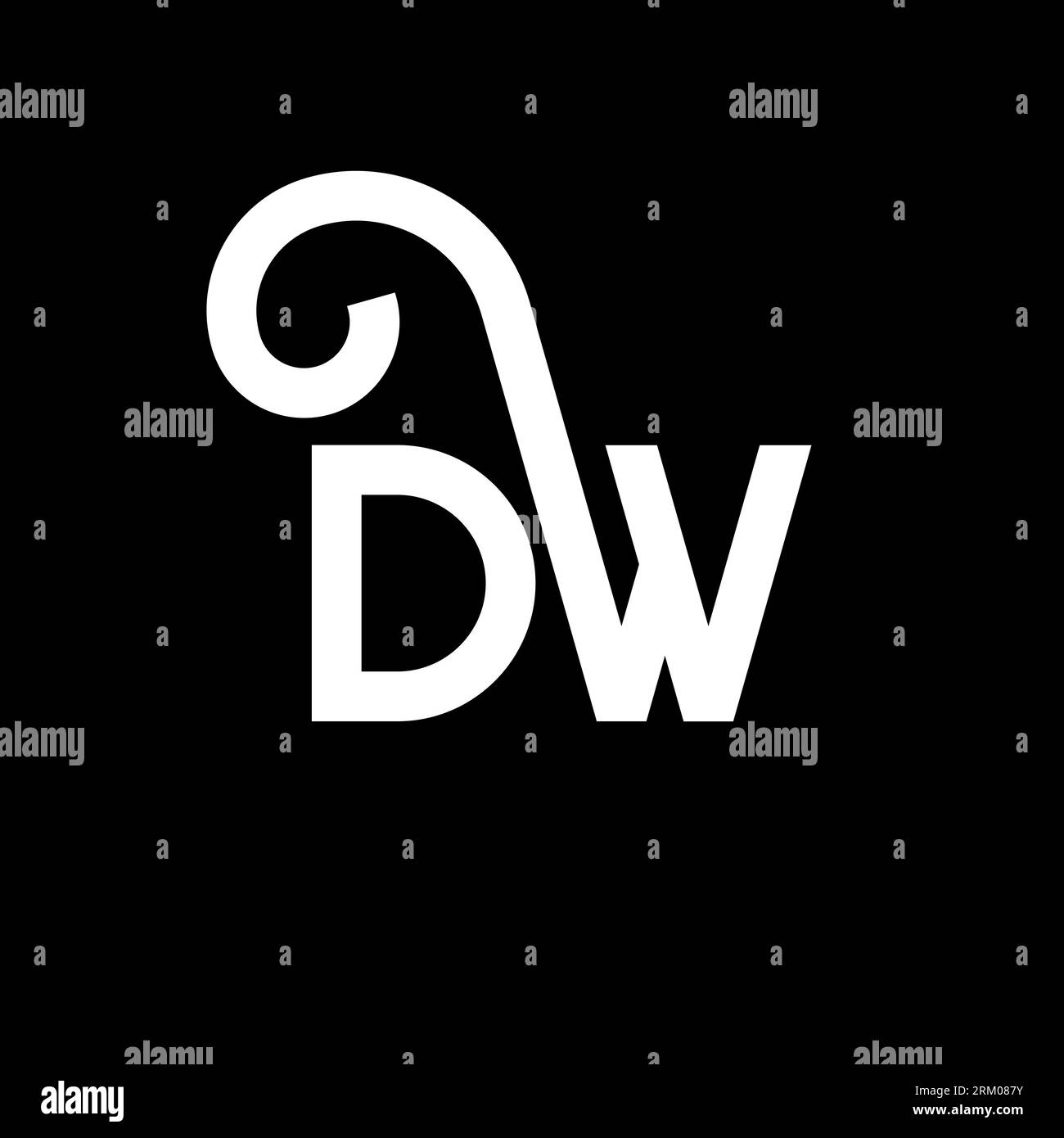 Logo DW Letter su sfondo nero. Concetto di logo Letter con iniziali creative DW. design dw letter. Design DW con lettera bianca su sfondo nero. D W Illustrazione Vettoriale