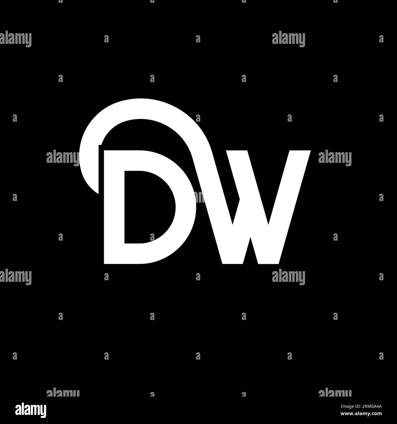 Logo DW Letter su sfondo nero. Concetto di logo Letter con iniziali creative DW. design dw letter. Design DW con lettera bianca su sfondo nero. D W Illustrazione Vettoriale
