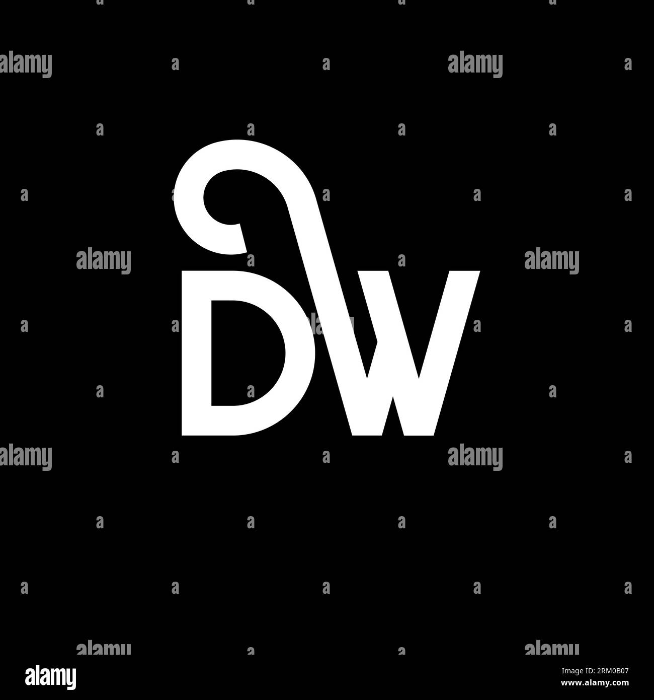 Logo DW Letter su sfondo nero. Concetto di logo Letter con iniziali creative DW. design dw letter. Design DW con lettera bianca su sfondo nero. D W Illustrazione Vettoriale