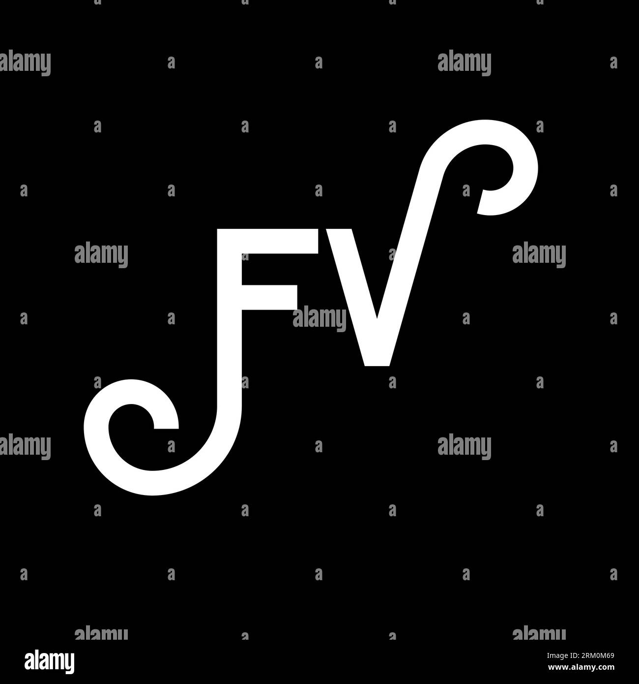 Logo FV Letter su sfondo nero. Concetto di logo Letter con iniziali creative FV. design lettera fv. Lettera bianca FV su sfondo nero. F V Illustrazione Vettoriale