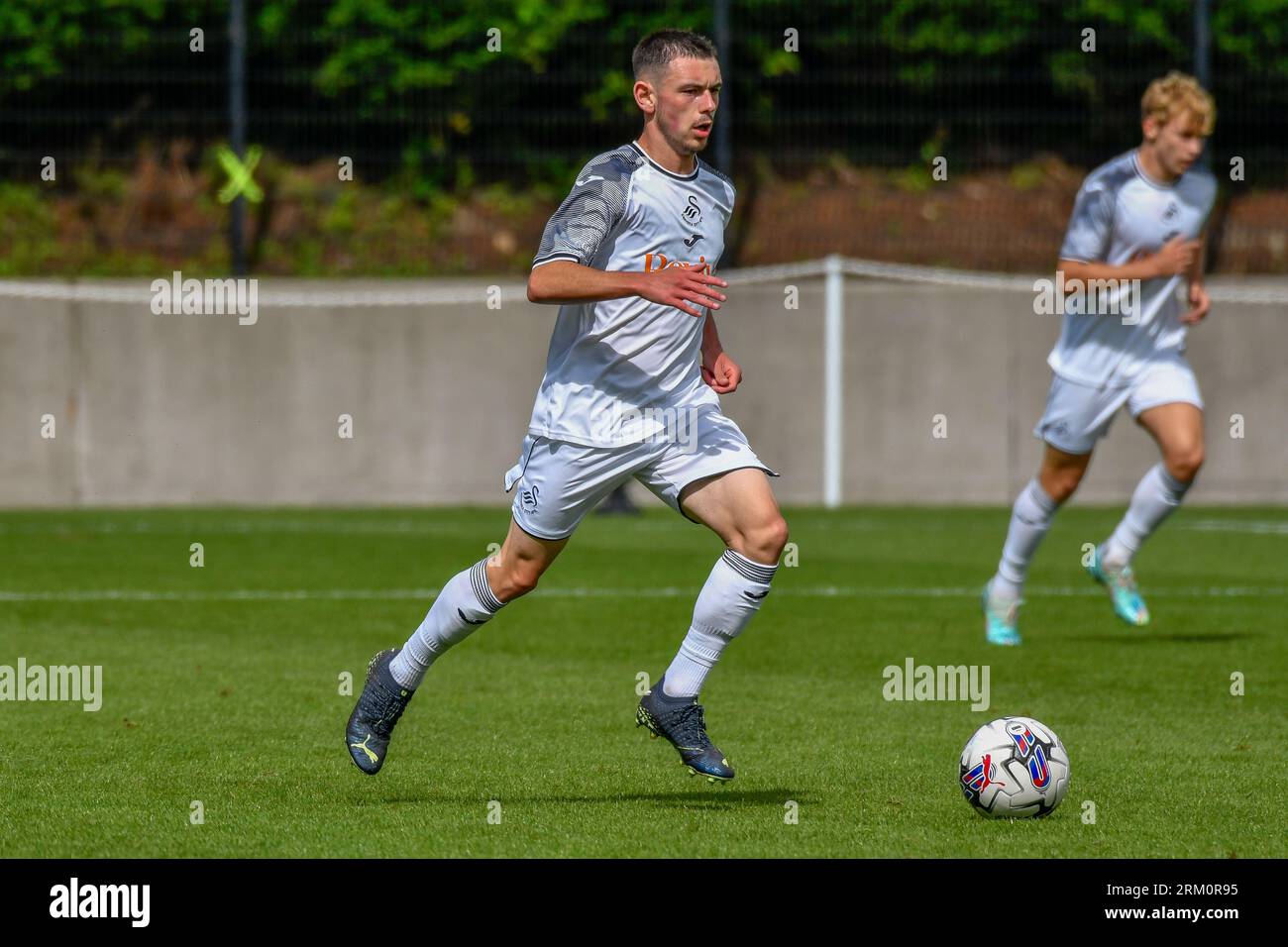 Swansea, Galles. 26 agosto 2023. Josh Pescatore dello Swansea City durante la partita Under 18 Professional Development League tra Swansea City e Sheffield Wednesday alla Swansea City Academy di Swansea, Galles, Regno Unito, il 26 agosto 2023. Crediti: Duncan Thomas/Majestic Media/Alamy Live News. Foto Stock