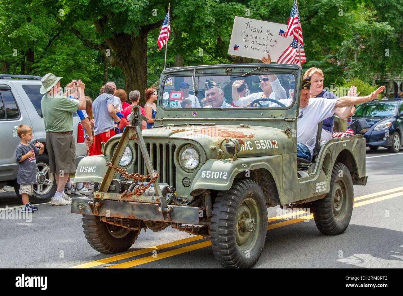 Una festa e una parata del 4 luglio in una piccola cittadina rurale del Massachusetts Foto Stock