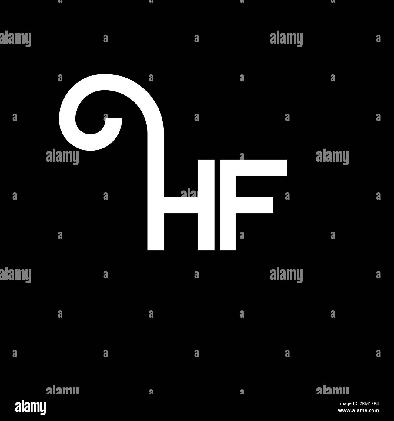 Logo HF Letter su sfondo nero. Concetto di logo lettera con iniziali creative HF. design hf letter. Lettera bianca HF su sfondo nero. H F Illustrazione Vettoriale