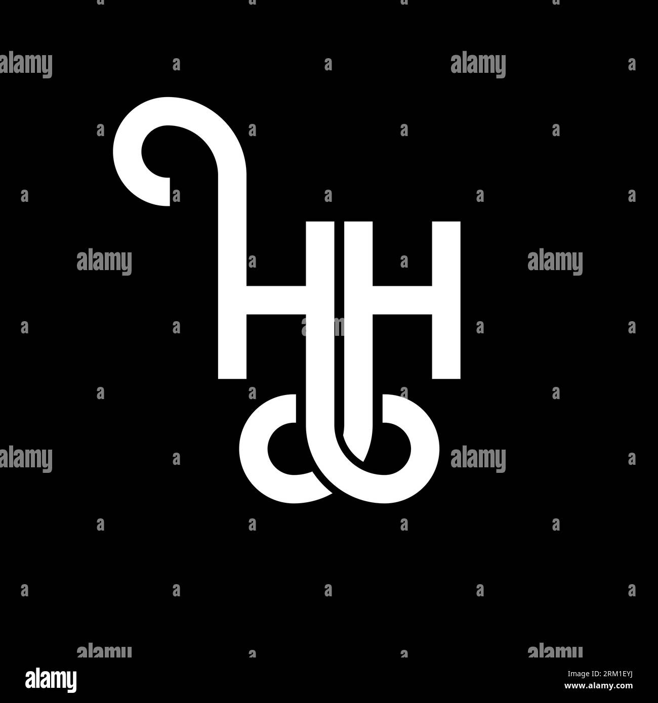 Logo HH Letter su sfondo nero. Iniziali creative HH concetto di logo lettera. disegno lettera hh. Lettera bianca HH su sfondo nero. H H Illustrazione Vettoriale