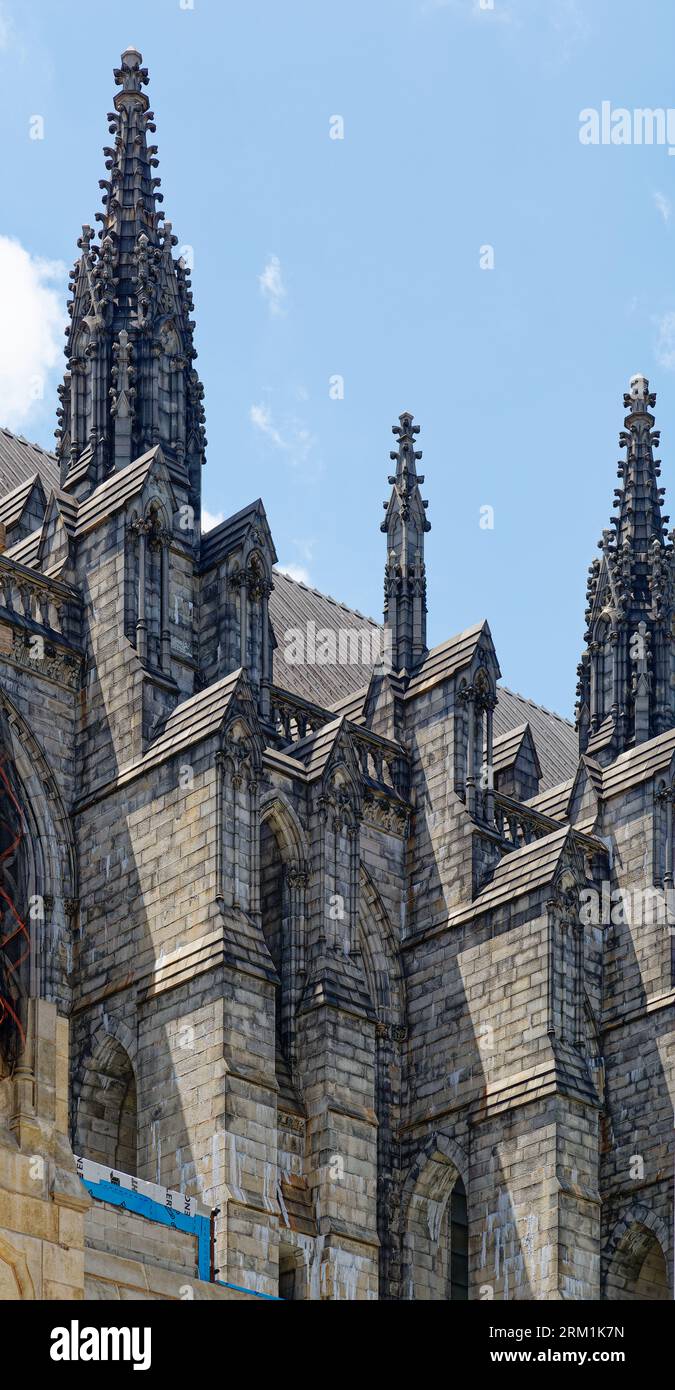 Particolare della Cattedrale di San Giovanni il Divino – alias “Cattedrale di San John the Unfinished” perché il punto di riferimento è in costruzione dal 1892. Foto Stock