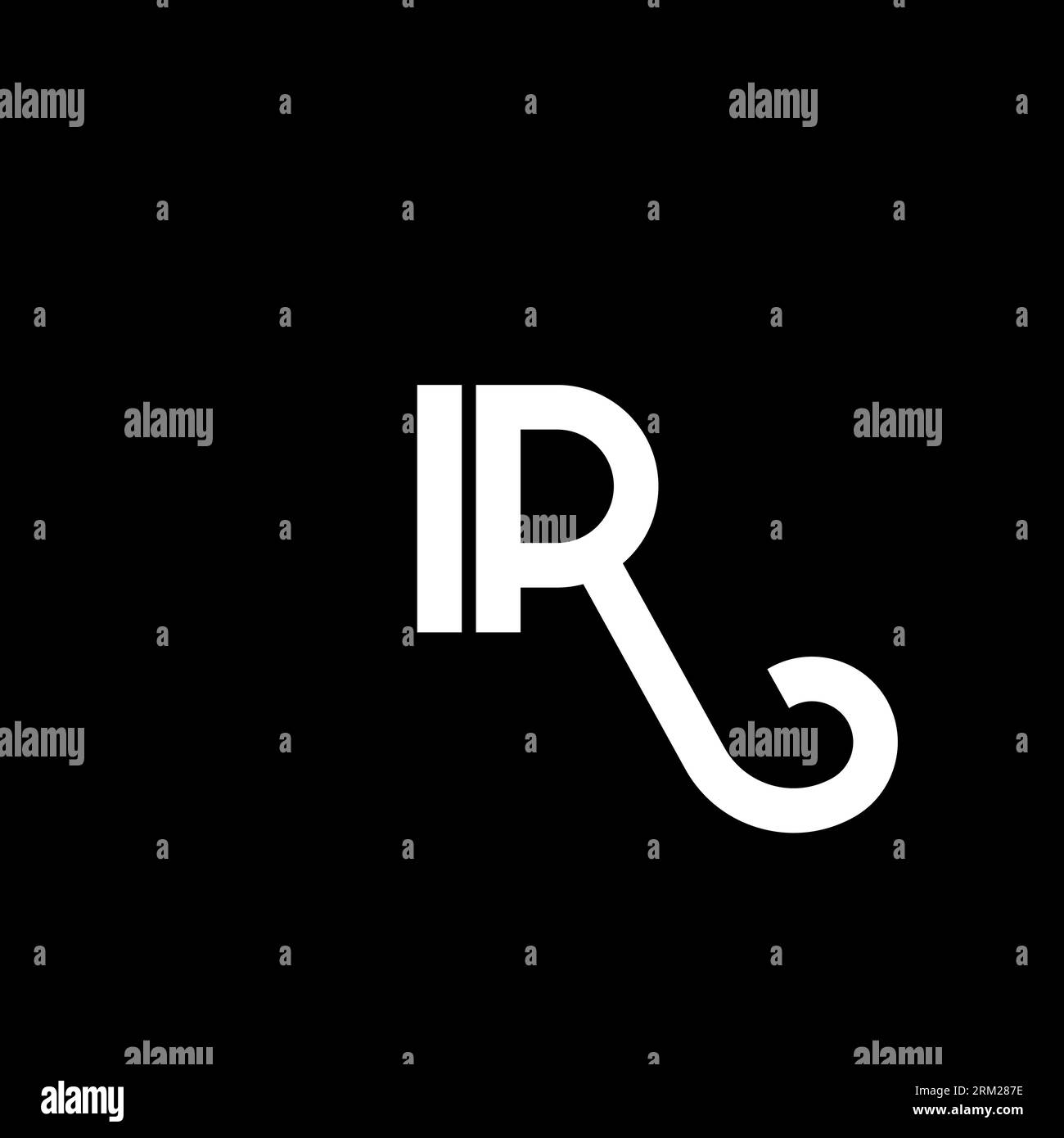 Logo IR Letter su sfondo nero. Concetto di logo lettera con iniziali creative IR. design lettera ir. Lettera bianca IR su sfondo nero. I R Illustrazione Vettoriale