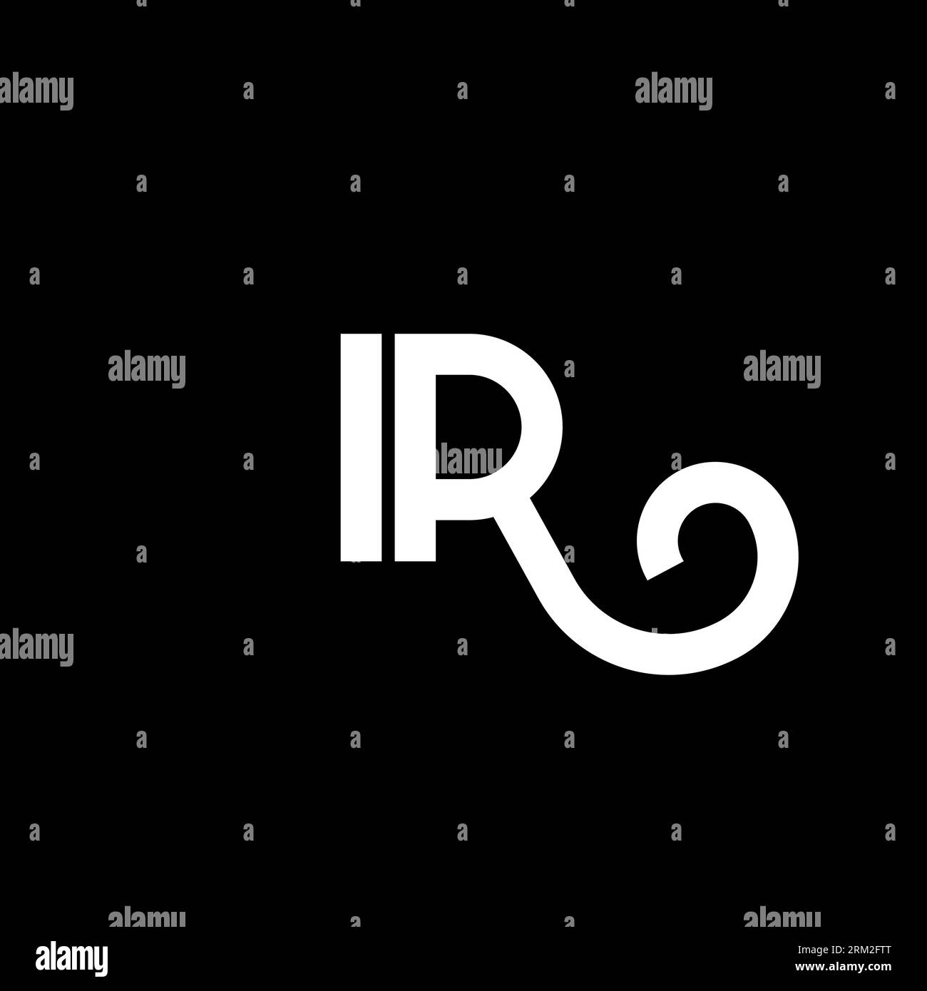 Logo IR Letter su sfondo nero. Concetto di logo lettera con iniziali creative IR. design lettera ir. Lettera bianca IR su sfondo nero. I R Illustrazione Vettoriale