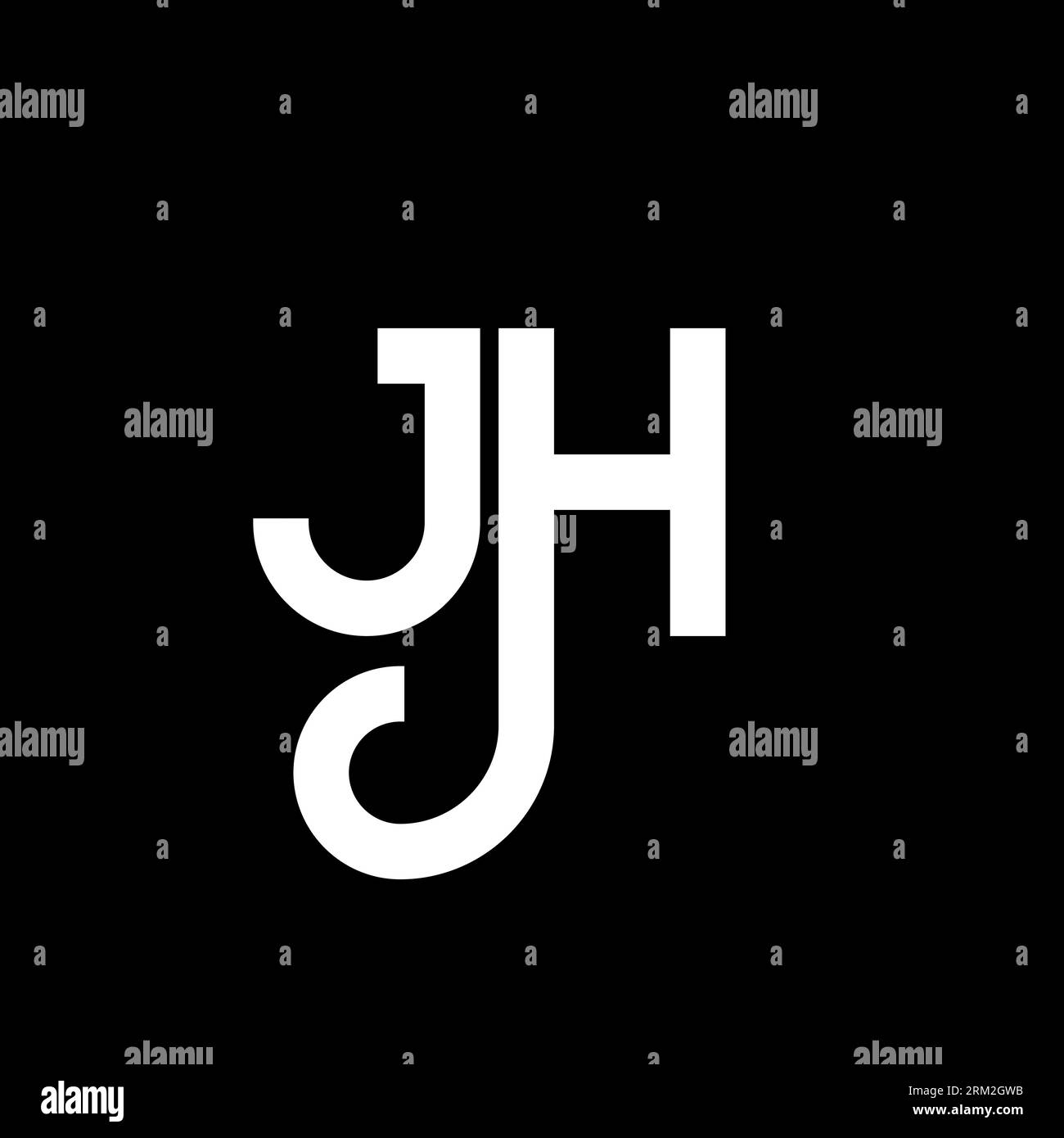 Logo JH Letter su sfondo nero. Concept con logo Letter per iniziali creative JH. design jh letter. Lettera bianca JH su sfondo nero. J H Illustrazione Vettoriale