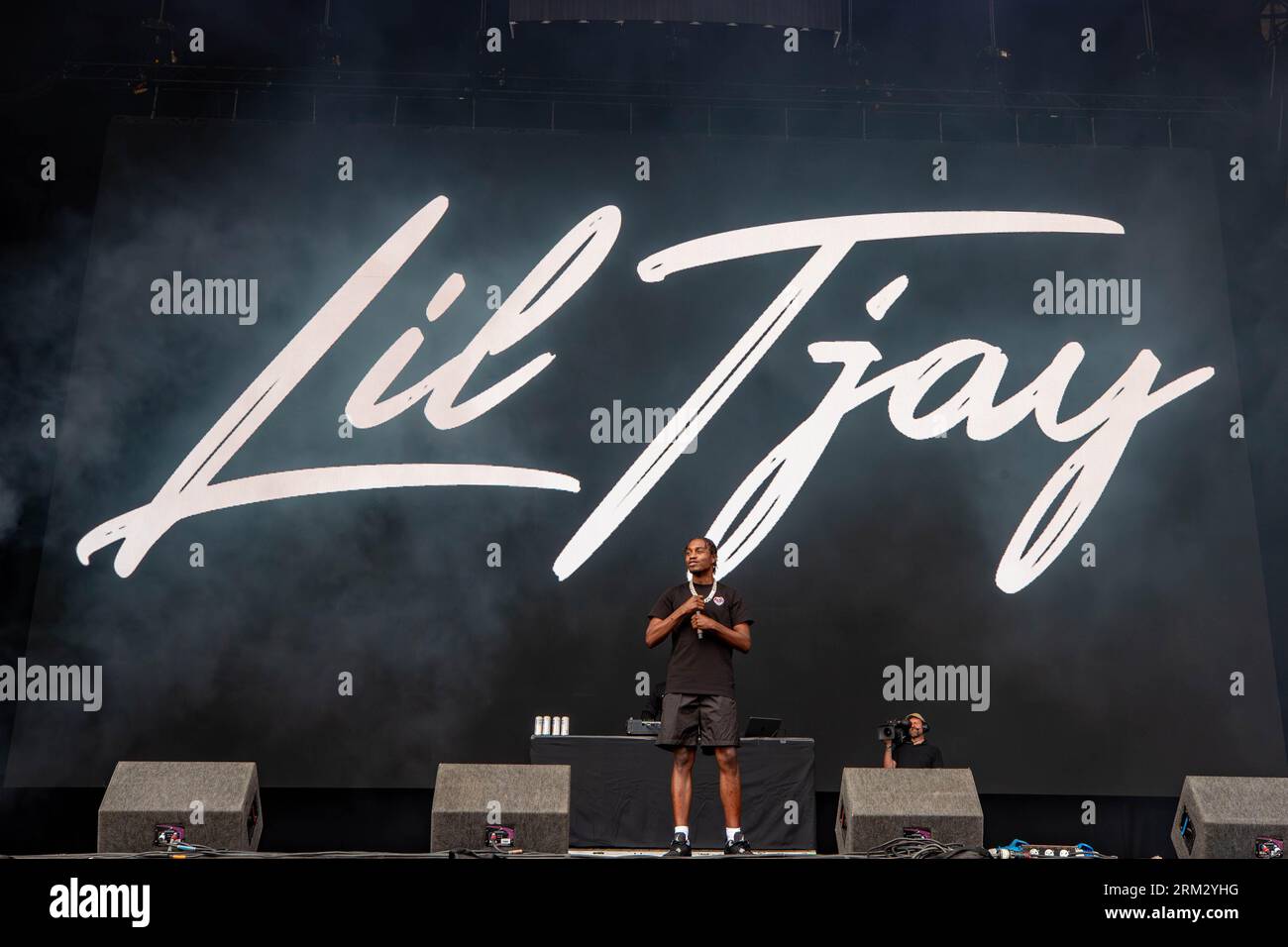 Leeds, Regno Unito. Sabato 26 agosto 2023Lil Tjay si esibisce al Leeds Festival 2023 a Bramham Park © Jason Richardson / Alamy Live News Foto Stock