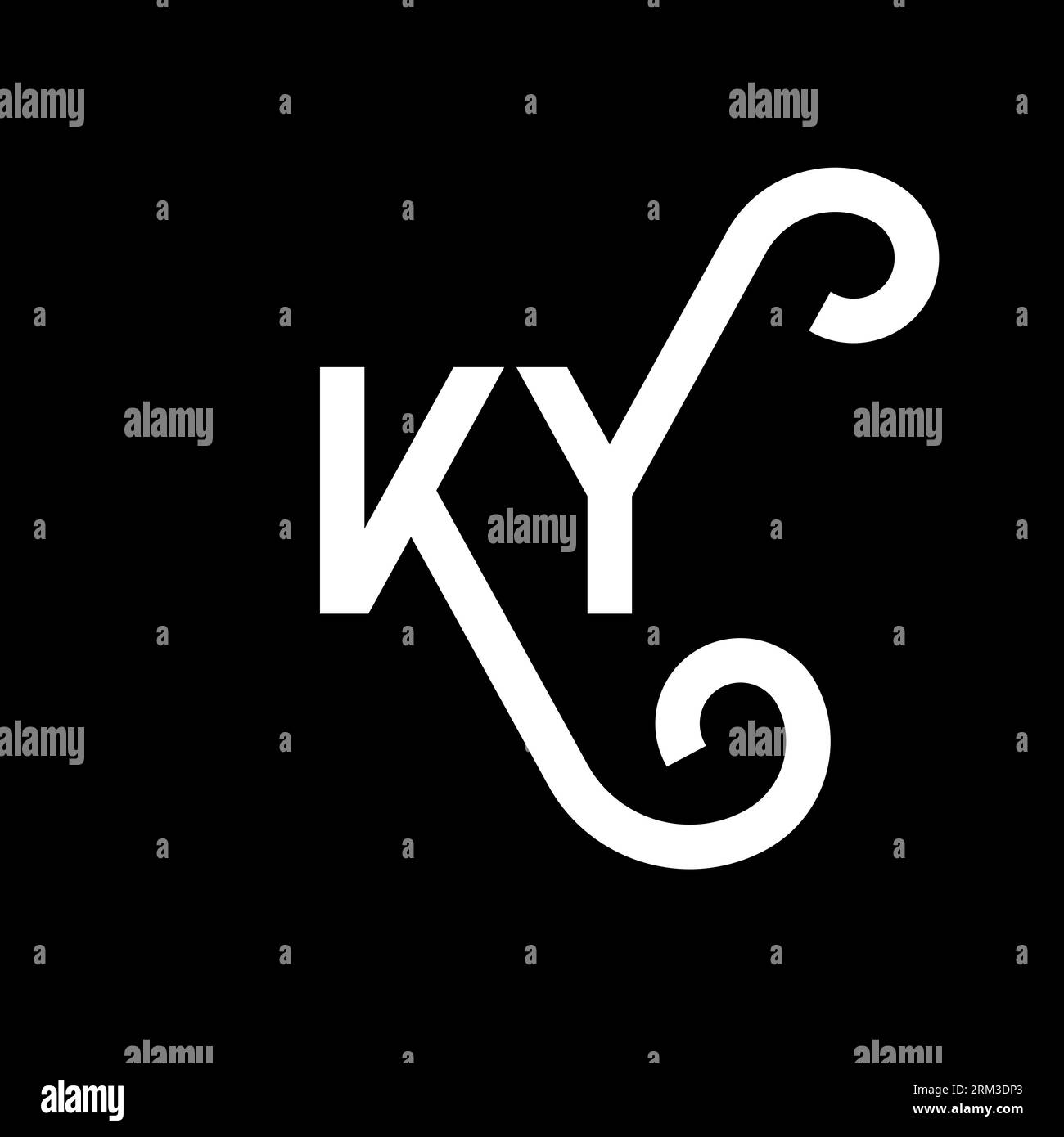 Logo KY Letter su sfondo nero. Concetto di logo Letter con iniziali creative KY. design ky letter. Lettera bianca KY su sfondo nero. K Y Illustrazione Vettoriale