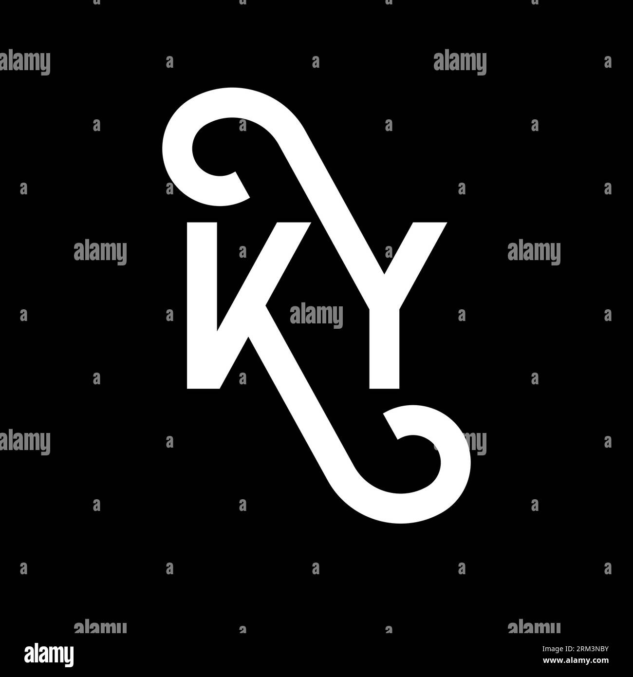 Logo KY Letter su sfondo nero. Concetto di logo Letter con iniziali creative KY. design ky letter. Lettera bianca KY su sfondo nero. K Y Illustrazione Vettoriale