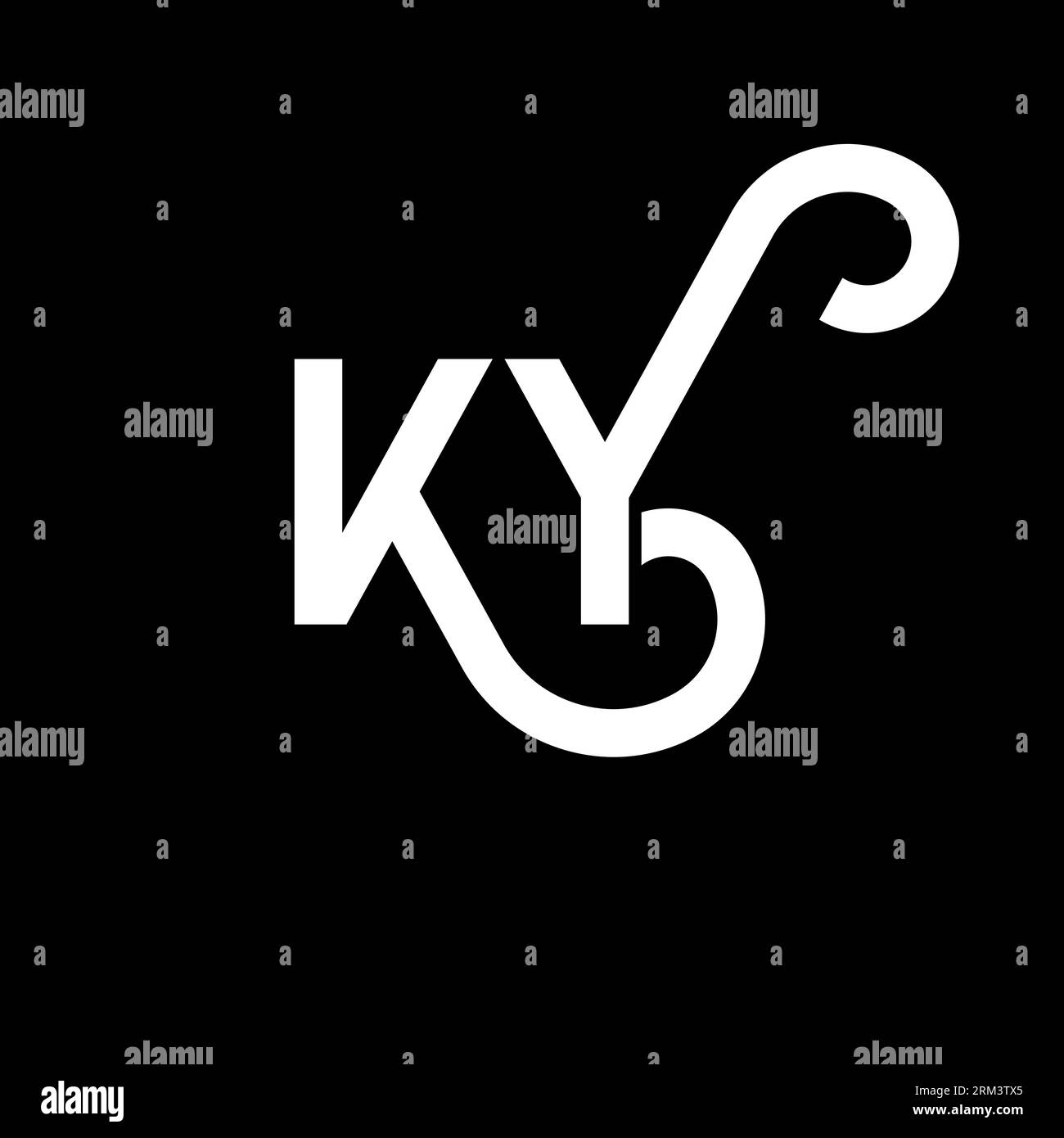 Logo KY Letter su sfondo nero. Concetto di logo Letter con iniziali creative KY. design ky letter. Lettera bianca KY su sfondo nero. K Y Illustrazione Vettoriale