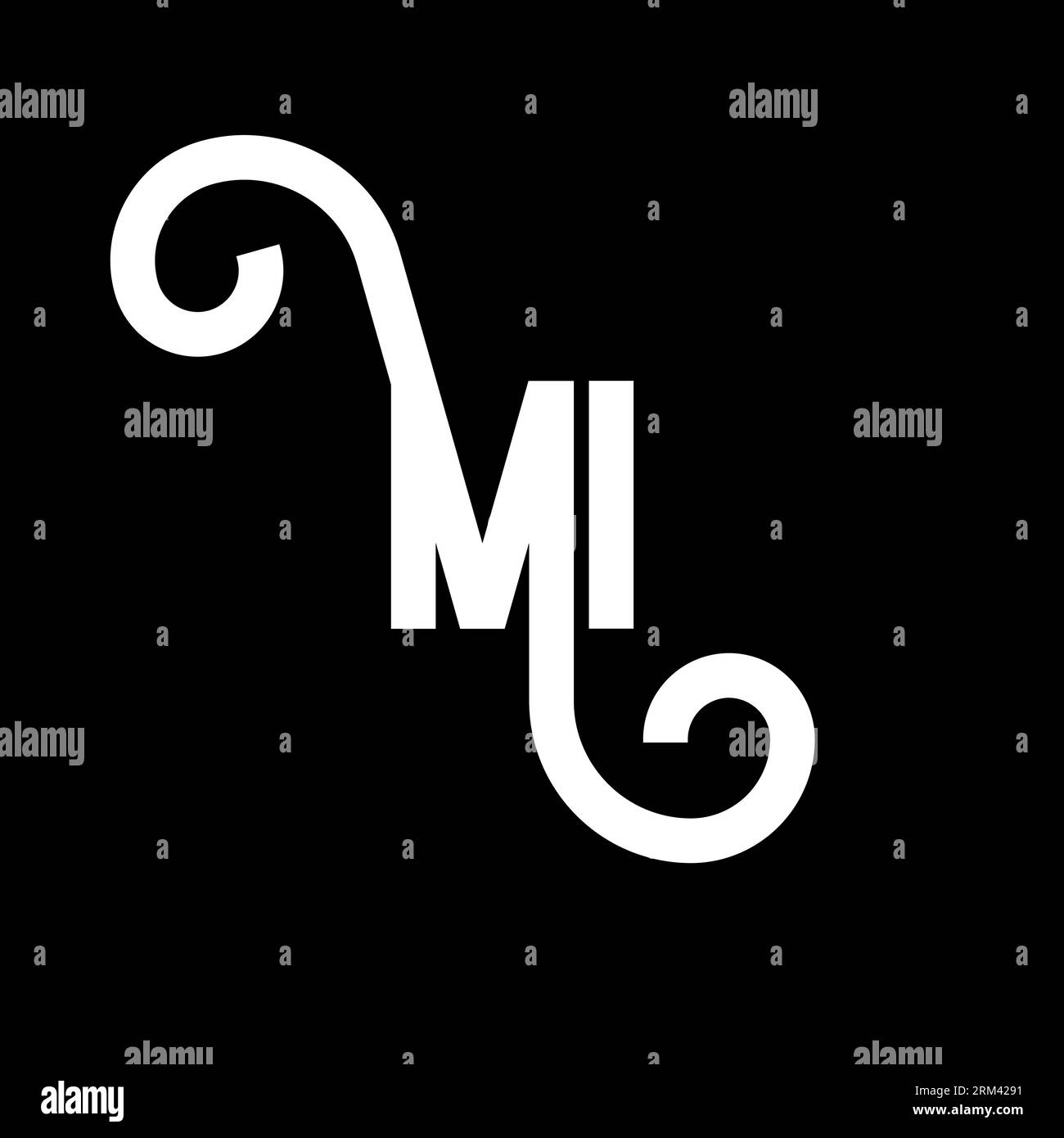 MI Letter Logo Design. Icona del logo mi con lettere iniziali. Modello di design con logo minimale lettera mi astratta. Vettore di disegno M i Letter con colori neri. mi l Illustrazione Vettoriale