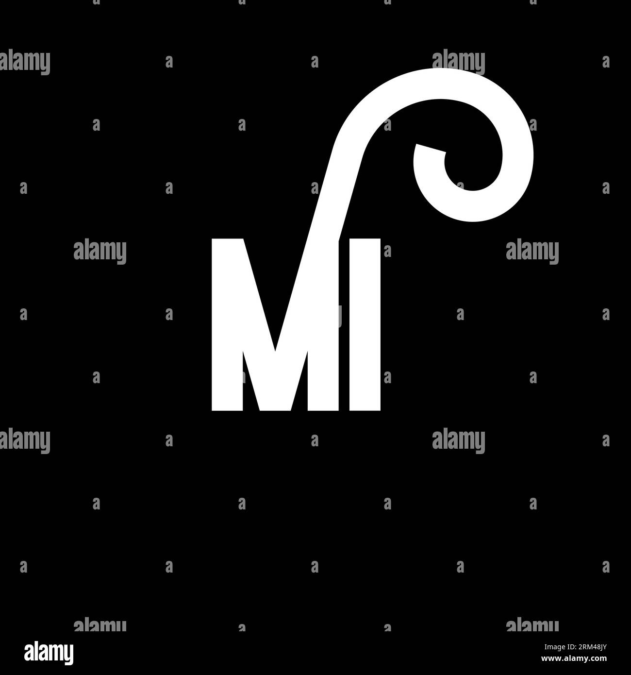 MI Letter Logo Design. Icona del logo mi con lettere iniziali. Modello di design con logo minimale lettera mi astratta. Vettore di disegno M i Letter con colori neri. mi l Illustrazione Vettoriale