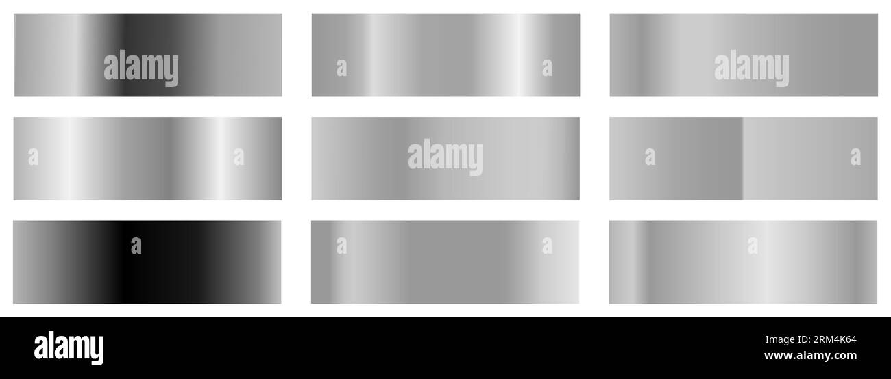 Set di gradiente argento. Può essere utilizzato per biglietti di natale di lusso, inviti, sfondi, bordi Illustrazione Vettoriale
