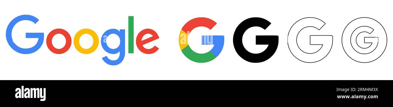 Set di loghi Google. Icone dei vettori editoriali Illustrazione Vettoriale