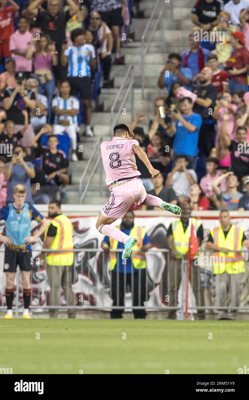 Harrison, Stati Uniti d'America. 26 agosto 2023. Diego Gómez dell'Inter Miami durante una partita contro i New York Red Bulls, una partita valida per la Major League Soccer (MLS) alla Red Bull Arena nella città di Harrison negli Stati Uniti questo sabato 26. Credito: Brazil Photo Press/Alamy Live News Foto Stock