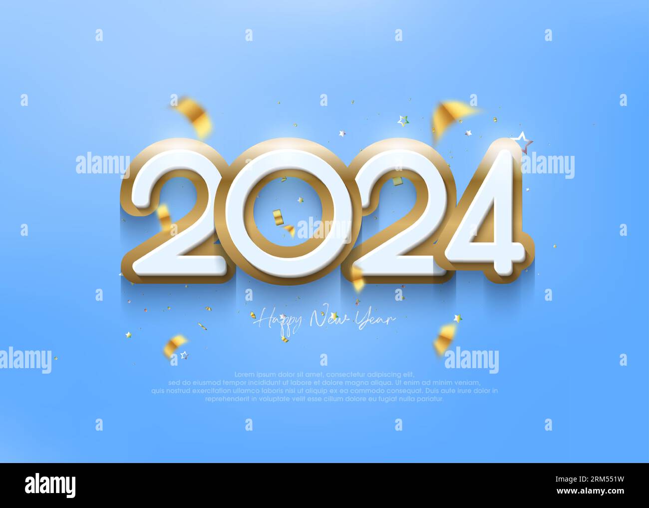 Colorato felice anno nuovo auguri 2024. Illustrazione Vettoriale