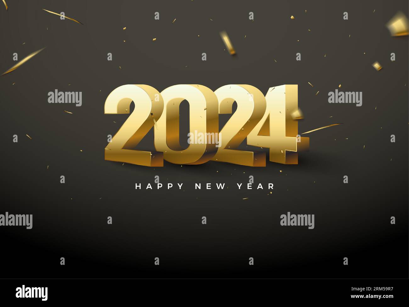 celebrazione del nuovo anno 2024 con illustrazioni di figure reali. design vector premium. Illustrazione Vettoriale