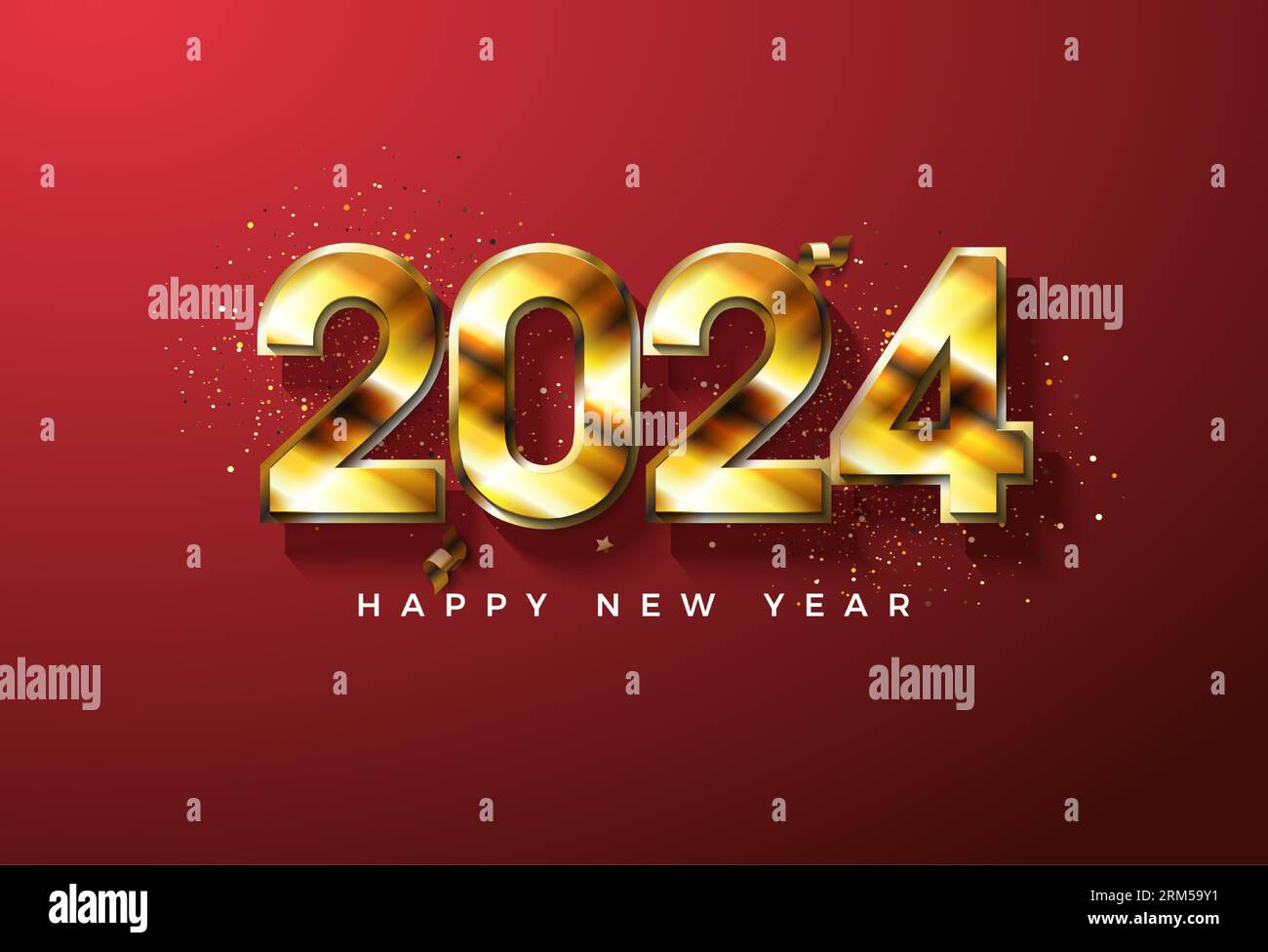 sfondo glitterato dorato per festeggiare il capodanno 2024. design vettoriale premium. Illustrazione Vettoriale