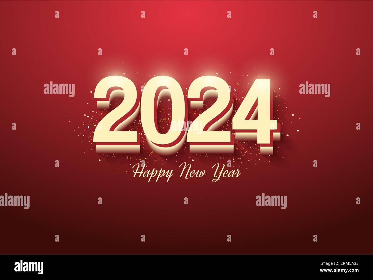 la celebrazione del nuovo anno 2024 con illustrazioni di numeri impilati rende i numeri reali. design vector premium. Illustrazione Vettoriale