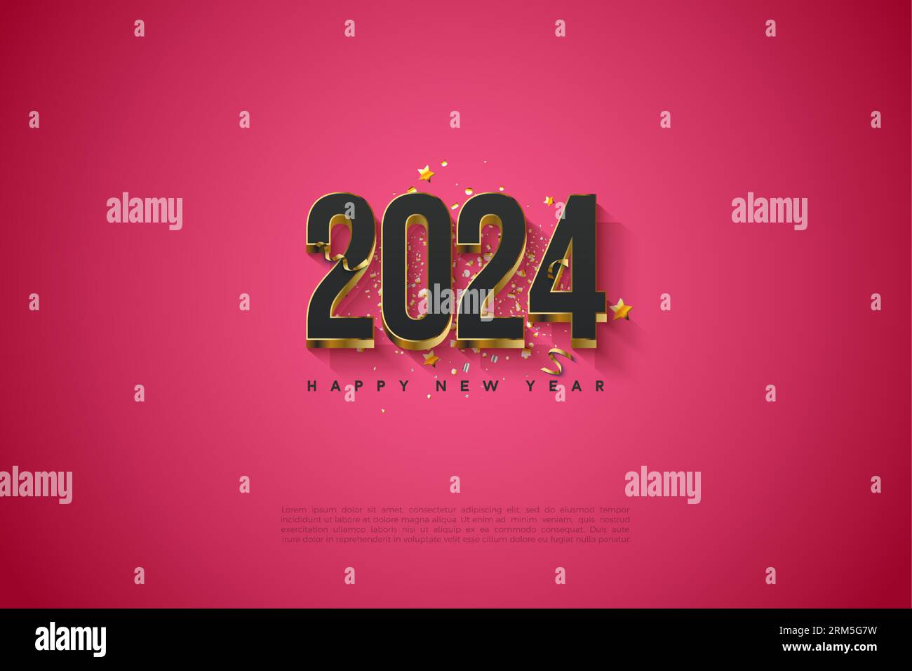 felice anno nuovo 2024 con colori semplici ed eleganti. design vettoriale premium. Illustrazione Vettoriale