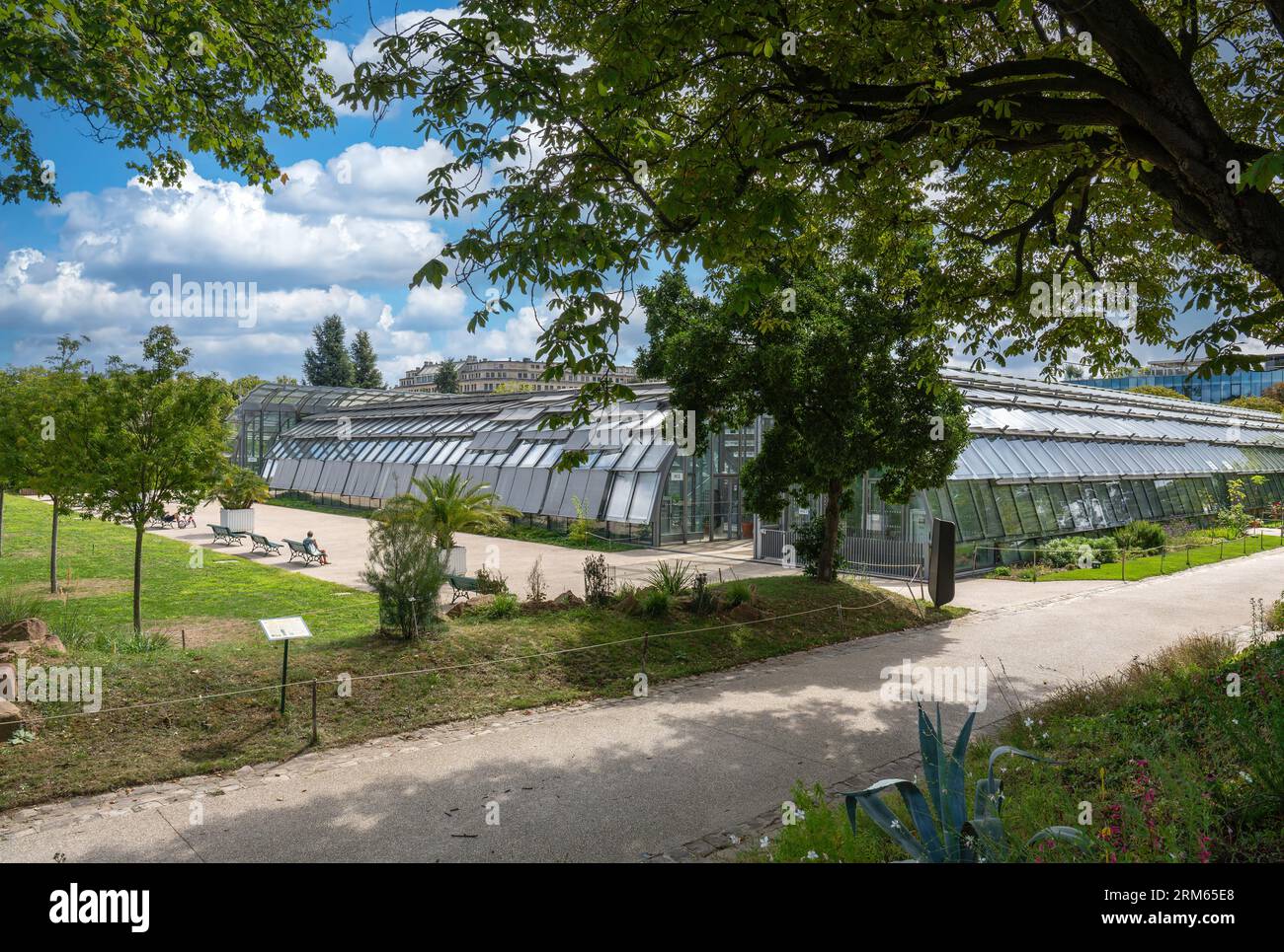 Serra moderna al Jardin des Serres d'Auteuil - Parigi, Francia Foto Stock