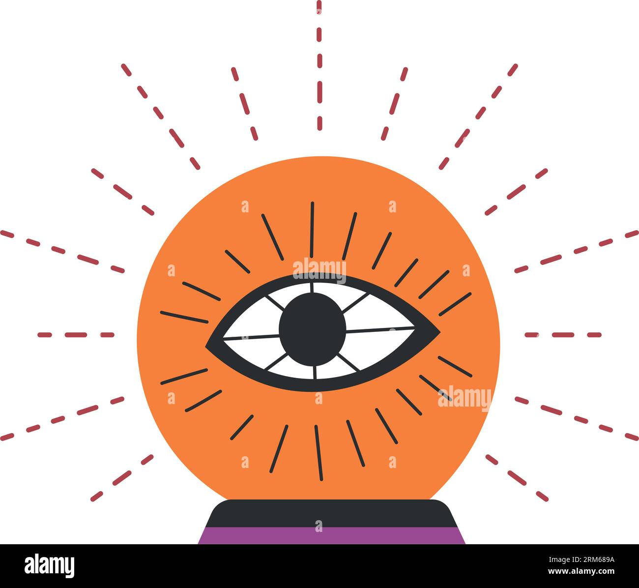 Bauble magico in vetro con occultismo oculare e strega Illustrazione Vettoriale