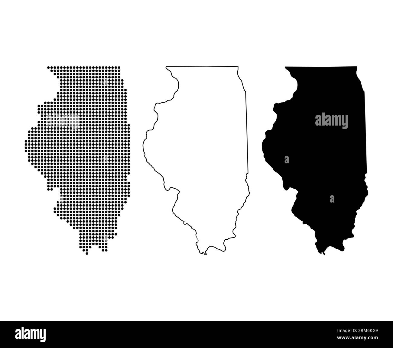 Set della mappa dell'Illinois, stati uniti d'america. Icona Flat Concept illustrazione vettoriale . Illustrazione Vettoriale