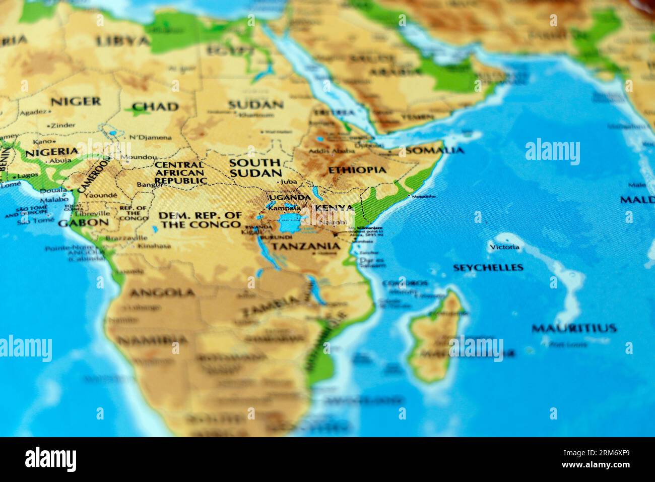 mappa mondiale del continente africano, sudan, ciad, niger, kenya, camerun, etiopia, paesi in forte evidenza Foto Stock