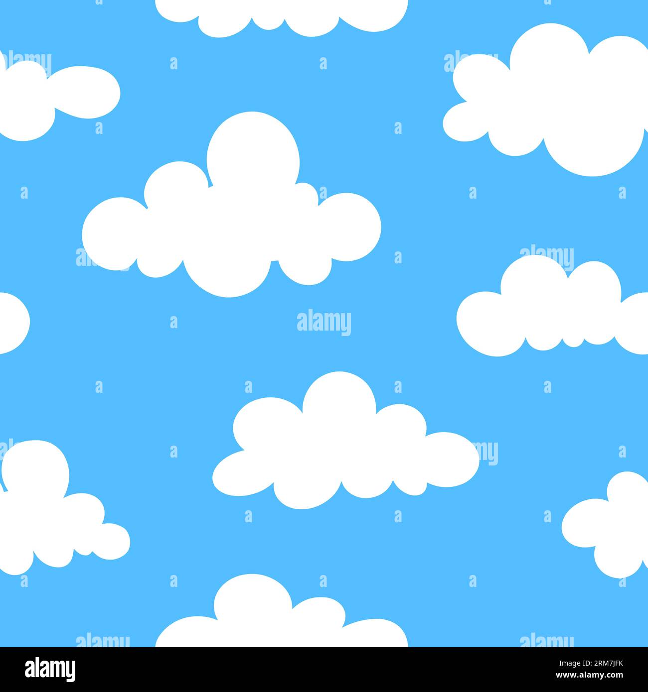 Nuvole bianche nel cielo senza cuciture. Sfondo scanalato ingenuo. Schema cielo di Doodle di toni neon. Sfondi moderni e alla moda per i bambini. Un'impronta psichedelica per bambini trippy Illustrazione Vettoriale