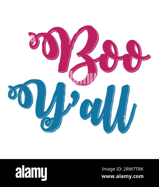Boo Y'all tipografia t-shirt design, stampa tee, design t-shirt, design lettering t-shirt, design silhouette t-shirt, arte, nero, calligrafia, letterin Illustrazione Vettoriale
