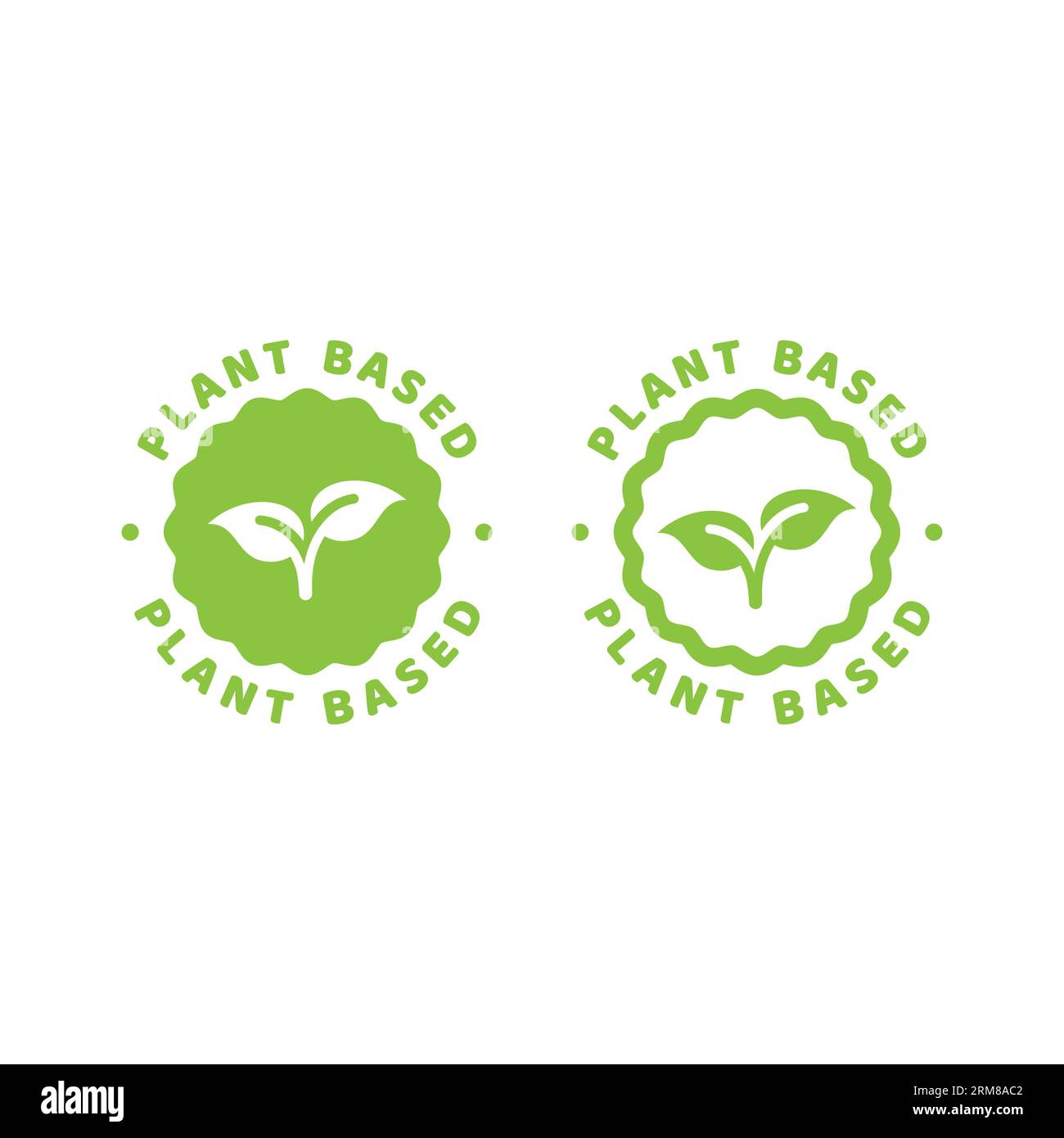 Etichetta vettoriale del prodotto a base vegetale. A base di adesivo o badge vegetali. Illustrazione Vettoriale