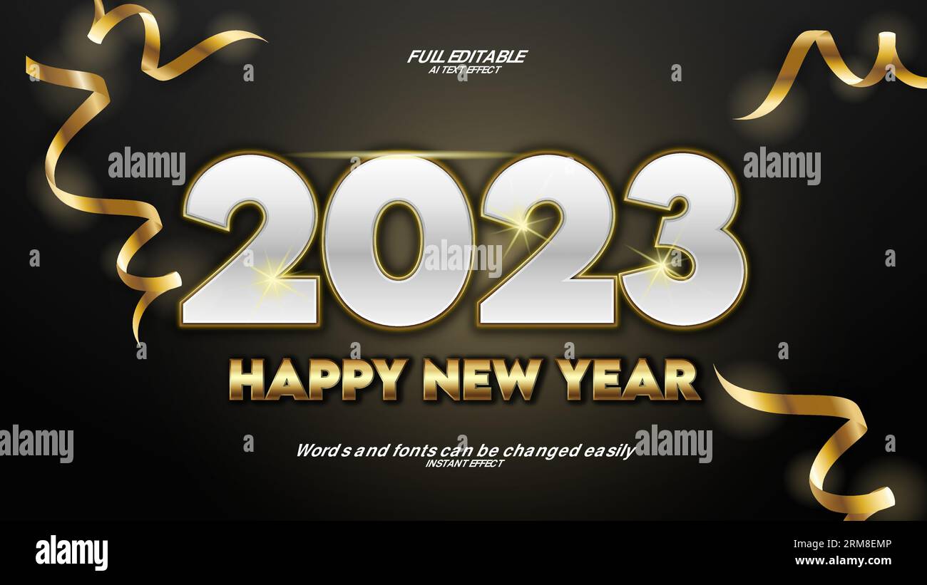 Effetto testo 3d Vector Happy New Year 2023 Illustrazione Vettoriale