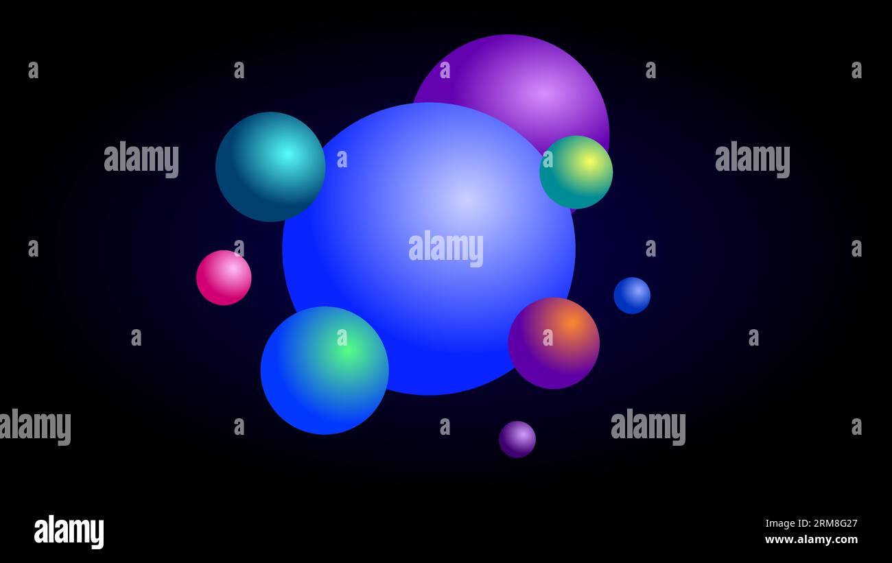 Sfere di gradiente multicolore 3d, sfondo dello spazio di copia geometrico Illustrazione Vettoriale