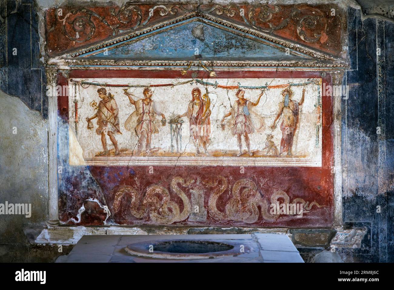 Sito archeologico di Pompei, Campania, Italia. Casa e Thermopolium di Vetutius Placidus. Un Thermopolium era un posto che vendeva piatti caldi pronti Foto Stock