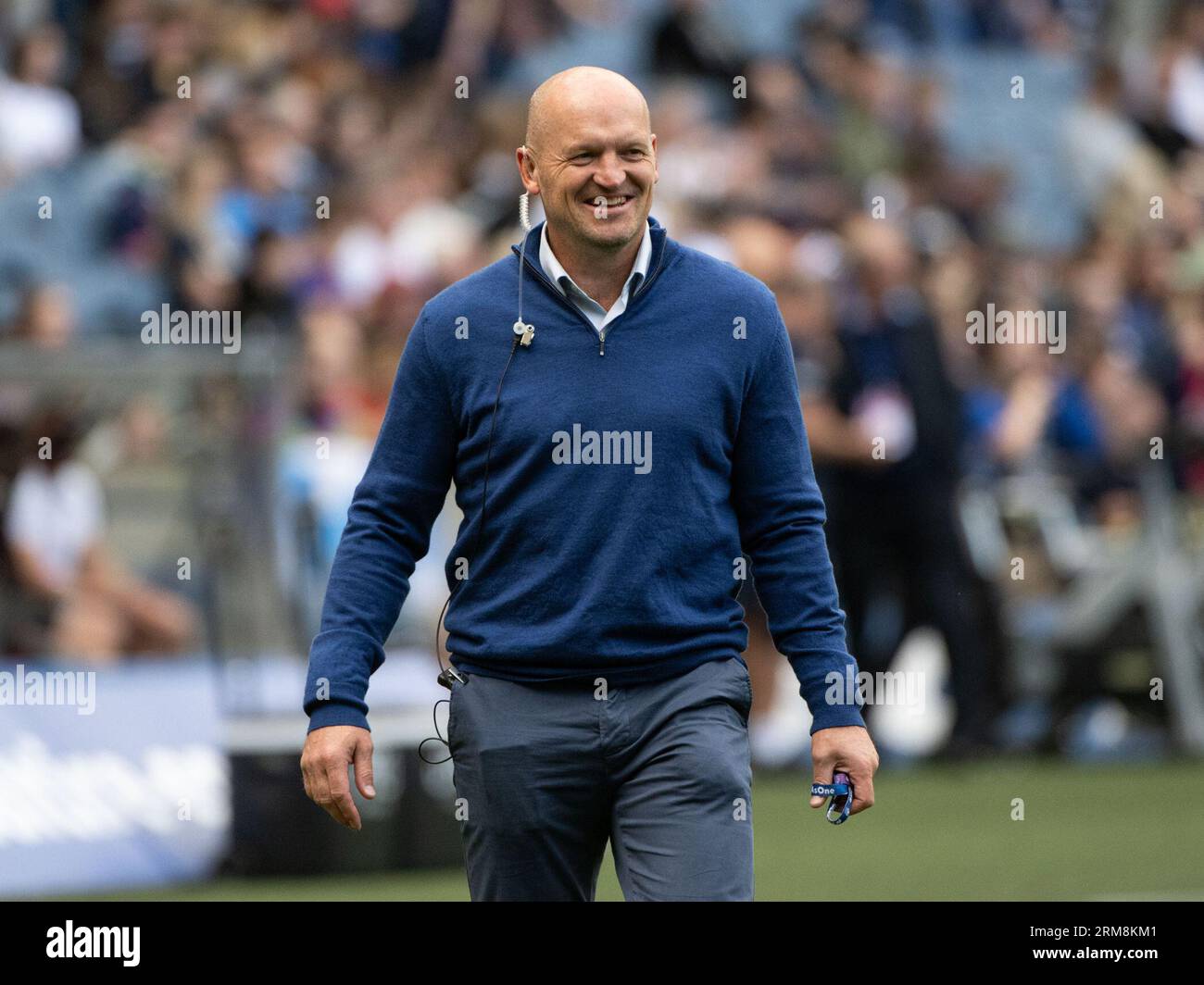 Summer International - Scotland V, Georgia. 26 agosto 2023. Gregor Townsend, un sorridente allenatore della Scozia, mentre la Scozia affronta la Georgia nell'ultima estate internazionale prima della Coppa del mondo allo Scottish gas Murrayfield Stadium, Edimburgo, Scozia, Regno Unito credito: Ian Jacobs/Alamy Live News Foto Stock