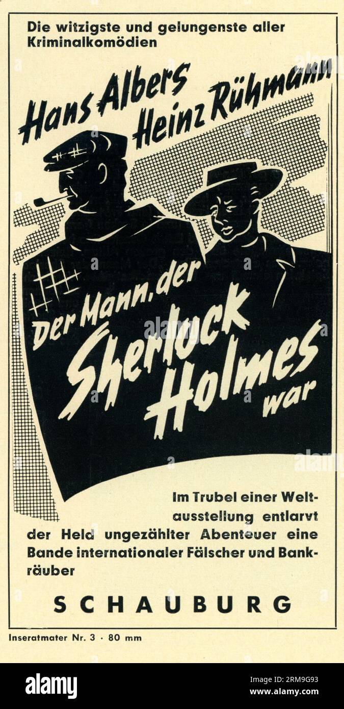 HANS ALBERS e HEINZ RUHMANN in DER MANN DER SHERLOCK HOLMES WAR / L'UOMO CHE ERA SHERLOCK HOLMES 1937 / 1954 regista KARL HARTL sceneggiatura Robert A. Stemmle e Karl Hartl Universum Film (UFA) / Turk (ristampa della Germania occidentale) Foto Stock