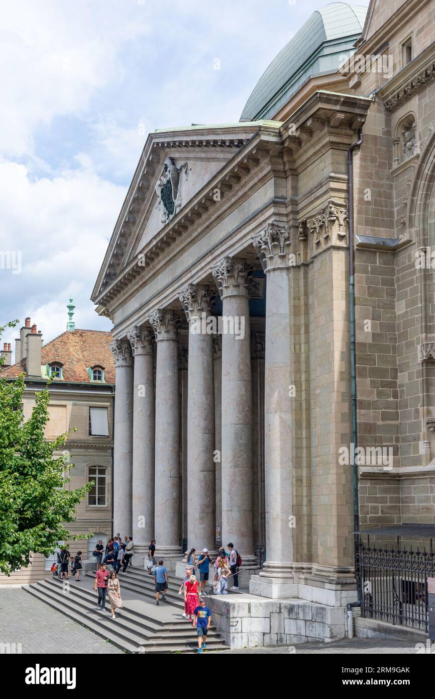 Cattedrale di St Pierre (Cathédrale Saint-Pierre Genève), Vieille-Ville, Ginevra (Genève) Cantone di Ginevra, Svizzera Foto Stock