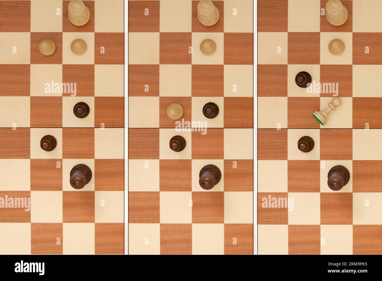 EN passant la cattura negli scacchi. Catturare un pezzo sulla corsia in una partita a scacchi Foto Stock