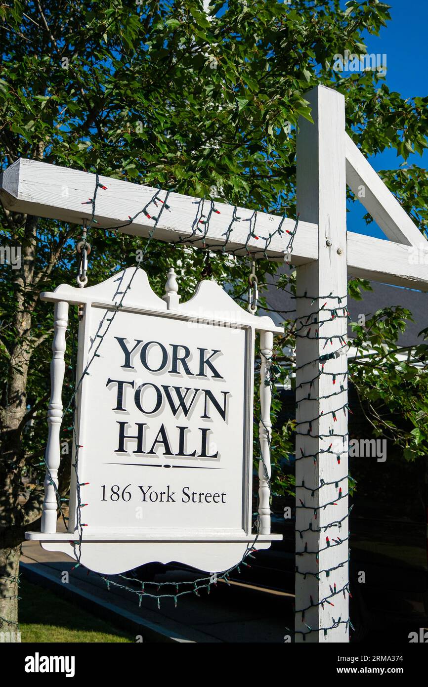 Cartello del municipio di York a York, Maine Foto Stock