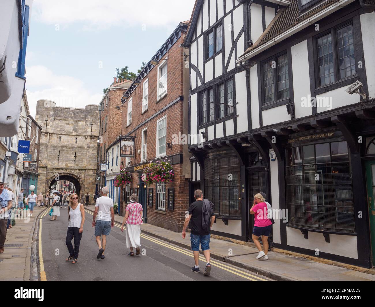 High Petergate York, guardando verso Bootham Bar Foto Stock