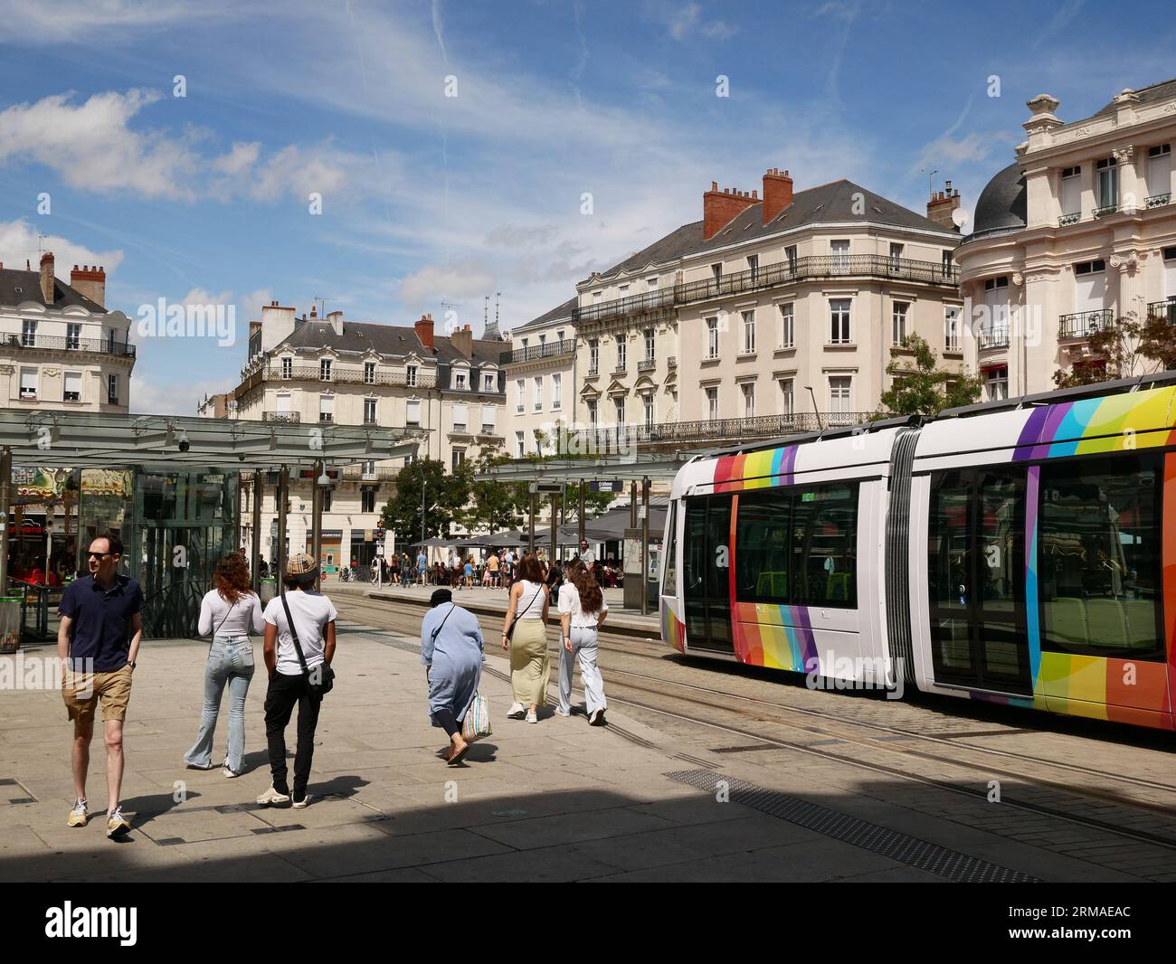 Il tram di Angers è la rete tranviaria della città francese di Angers nei Paesi della Loira. Francia Foto Stock
