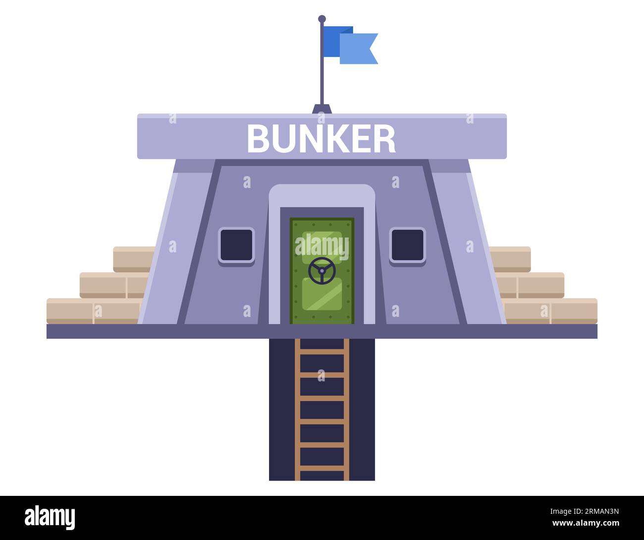 bunker grigio cemento per la protezione contro la guerra nucleare. illustrazione del vettore piatto. Illustrazione Vettoriale